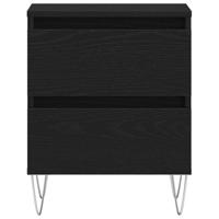 Nachtkastje met lade Zwart eiken 40 x 35 x 50 cm Bewerkt hout - thumbnail