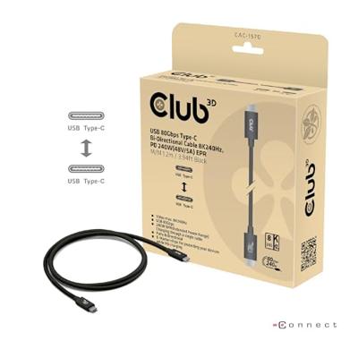 Club3D USB4 Gen 4x2 80Gbps 240W USB Type-C 1.2m USB-IF gecertificeerd Club3D USB4 Gen 4x2 80Gbps 240W USB Type-C 1.2m USB-IF gecertificeerd