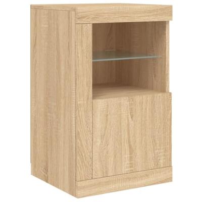 Bijzetkastjes met LED 2 st bewerkt hout sonoma eikenkleurig
