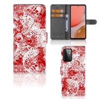 Telefoonhoesje met Naam Samsung Galaxy A72 Angel Skull Rood - thumbnail