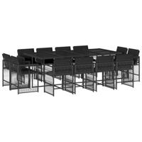 13-delige Tuinset met kussens poly rattan zwart - thumbnail