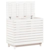 Wasmand 88,5x44x76 cm massief grenenhout wit - thumbnail