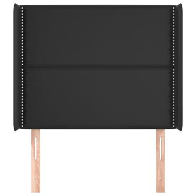 Hoofdbord met randen 83x16x118/128 cm kunstleer zwart