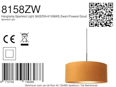 Steinhauer Hanglamp Sparkled light 8158zw zwart gouden kap Steinhauer Hanglamp Sparkled light 8158zw zwart gouden kap
