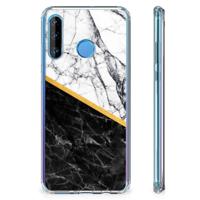 Huawei P30 Lite Anti-Shock Hoesje Marmer Wit Zwart - Origineel Cadeau Man - thumbnail