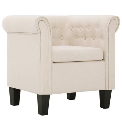 vidaXL Fauteuil met kussen stof crème