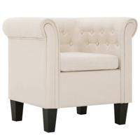 vidaXL Fauteuil met kussen stof crème - thumbnail