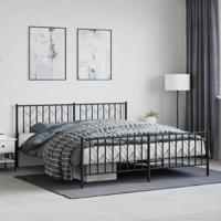 Bedframe met hoofd- en voeteneinde metaal zwart 183x213 cm - thumbnail
