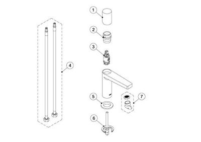 Wastafelmengkraan Tres Project 1-Knop Uitloop Recht 20 cm Rond Mat Zwart Tres