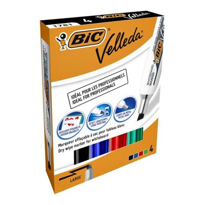 Viltstift Bic Velleda 1781 whiteboard schuin large assorti 4 stuks Viltstift Bic Velleda 1781 whiteboard schuin large assorti 4 stuks