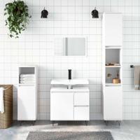 3-delige Badkamermeubelset bewerkt hout wit - thumbnail