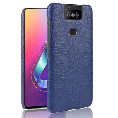 Schokbestendige krokodil textuur PC + PU Case voor ASUS Zenfone 6/6Z ZS630KL (blauw)