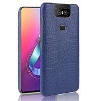 Schokbestendige krokodil textuur PC + PU Case voor ASUS Zenfone 6/6Z ZS630KL (blauw) - thumbnail