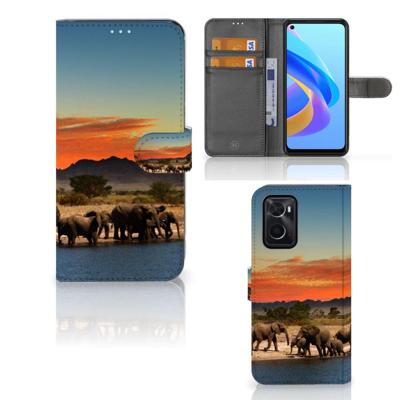 OPPO A76 | A96 | Telefoonhoesje | Met pasjeshouder | Olifanten