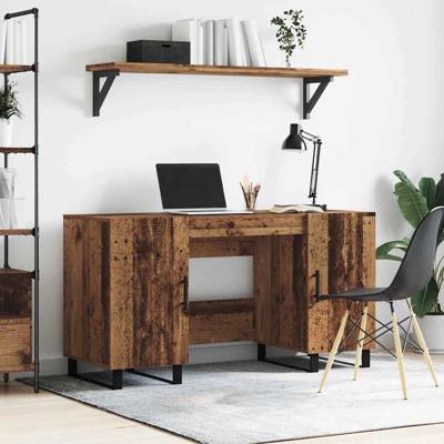 Bureau met plank Oud hout 140 x 50 x 75 cm Bewerkt hout