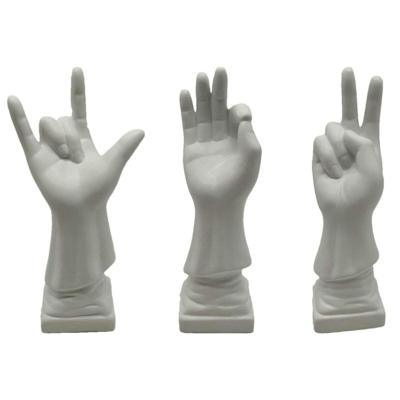 Decoratieve figuren DKD Home Decor Wit Hand 7 x 7 x 25 cm (3 Stuks)