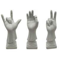 Decoratieve figuren DKD Home Decor Wit Hand 7 x 7 x 25 cm (3 Stuks) - thumbnail