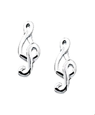Oorknoppen Muzieksleutel zilver 9.5 mm x 4 mm