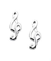 Oorknoppen Muzieksleutel zilver 9.5 mm x 4 mm - thumbnail