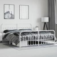 Bedframe met hoofd- en voeteneinde metaal wit 200x200 cm - thumbnail