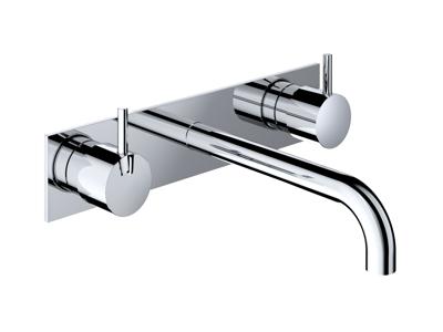 Hotbath Wastafelmengkraan Cobber Inbouw 2-hendel Met Achterplaat Gebogen 18 cm