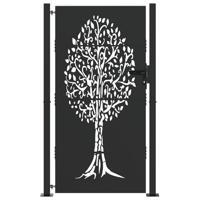 Tuinpoort met slot Zwart 105 x 200 cm Poedergecoat staal - thumbnail