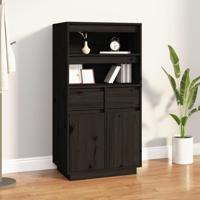 Hoge kast 60x40x116,5 cm massief grenenhout zwart - thumbnail