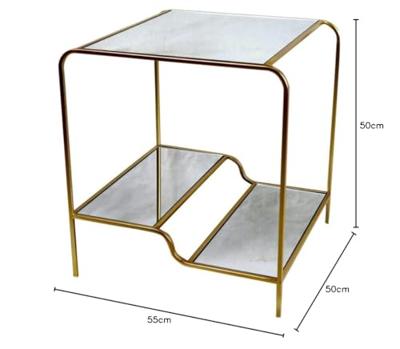 Bijzettafel DKD Home Decor Gouden Metaal Spiegel 50 x 50 x 55 cm