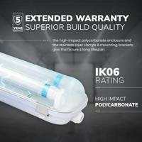 LED TL armatuur 150cm dubbel - T8 (G13) - 2x 25 Watt 7000 lumen (140lm/W) - 6000K daglicht wit (860) - Koppelbaar - Flikkervrij - IP65 waterdicht - LED TL Lamp - thumbnail