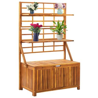 VidaXL Opbergbox met latwerk 99x55x160 cm massief acaciahout