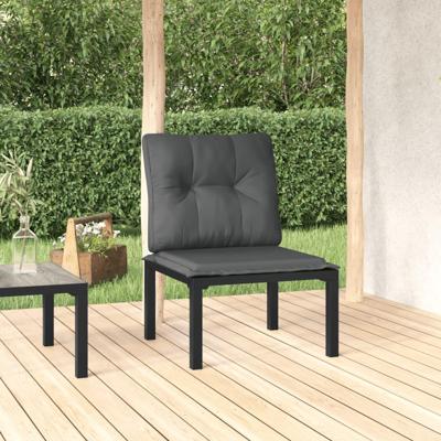 Tuinstoel met kussens poly rattan zwart en grijs Tuinstoel met kussens poly rattan zwart en grijs