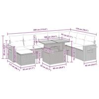 9-delige Loungeset met kussens poly rattan acacia beige - thumbnail