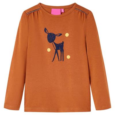Kindershirt met lange mouwen hertenprint 140 cognackleurig Kindershirt met lange mouwen hertenprint 140 cognackleurig