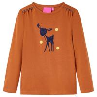 Kindershirt met lange mouwen hertenprint 140 cognackleurig - thumbnail
