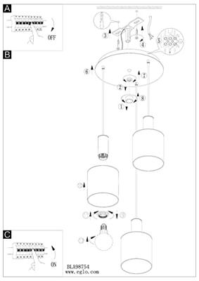 Eglo 3-lichts hanglampGorosiba met smoke glas - 98754