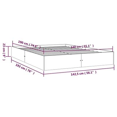 Bedframe massief hout wit 140x190 cm - thumbnail