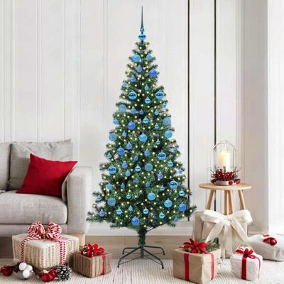 VidaXL Kunstmatig voorverlicht kerstboom groen 180 cm pvc en metaal