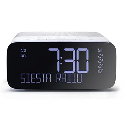 Pure P147504 Siesta Rise Bluetooth wekker (digitale radio, DAB en FM-wekker, Bluetooth, USB, AUX, Sleep-Timer, wekfunctie, CrystalVue Display, 20 zenderopslaglocaties), Wit