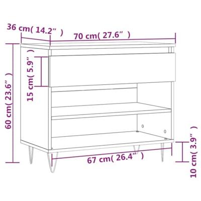 VidaXL Schoenenkast 70x36x60 cm bewerkt hout sonoma grijs VidaXL Schoenenkast 70x36x60 cm bewerkt hout sonoma grijs