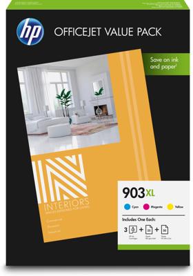 903XL Office Value Pack - 3 - hoog rendement - kleur (cyaan, magenta, geel) - origineel - inktcartridge - voor Officejet 6950, 6951, 6954, 6962; Officejet Pro 6960, 6970, 6975