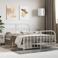 Bedframe met hoofd- en voeteneinde metaal wit 135x190 cm - thumbnail