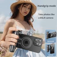 MOJOGEAR TS2 6-in-1 Mini Selfiestick Statief & Grip voor telefoon Magnetisch - Zwart - thumbnail