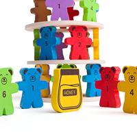 Bigjigs houten stapelspel teddyberen. - thumbnail