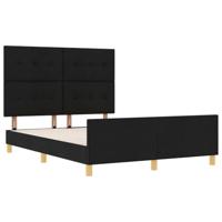 Bedframe met hoofdeinde Zwart 140 x 190 cm Stof - thumbnail