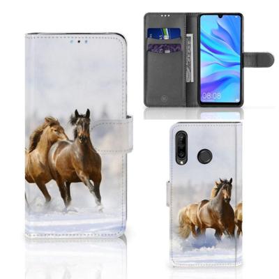 Huawei P30 Lite (2020) | Telefoonhoesje | Met pasjeshouder | Paarden