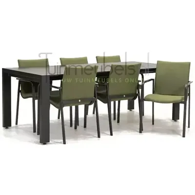 Tuinstoel Anzio Forest Green 6 stoelen met rialto aluminium tafel 213 x 269 cm