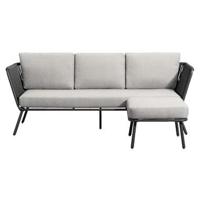 Loungebank Almeria 3-zits met hocker - antraciet - thumbnail