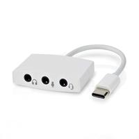 Nedis USB-C Adapter | USB 2.0 | USB-C Male | 3,5 mm Female | 0.10 m | Rond | Vernikkeld | ABS / PVC | Wit | Doos - CCGB65900WT01 - thumbnail