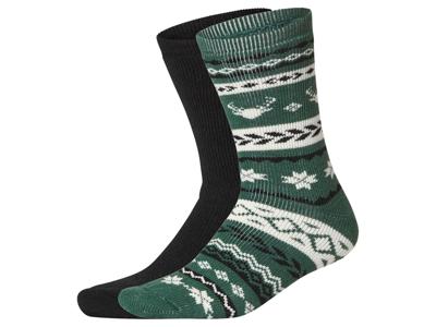 esmara 2 Paar thermosokken (Zwart/groen, 43-46)