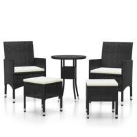 5-delige Loungeset poly rattan zwart - thumbnail